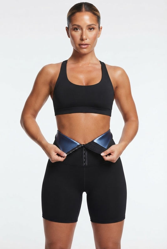High waisted triple threat Sauna shorts